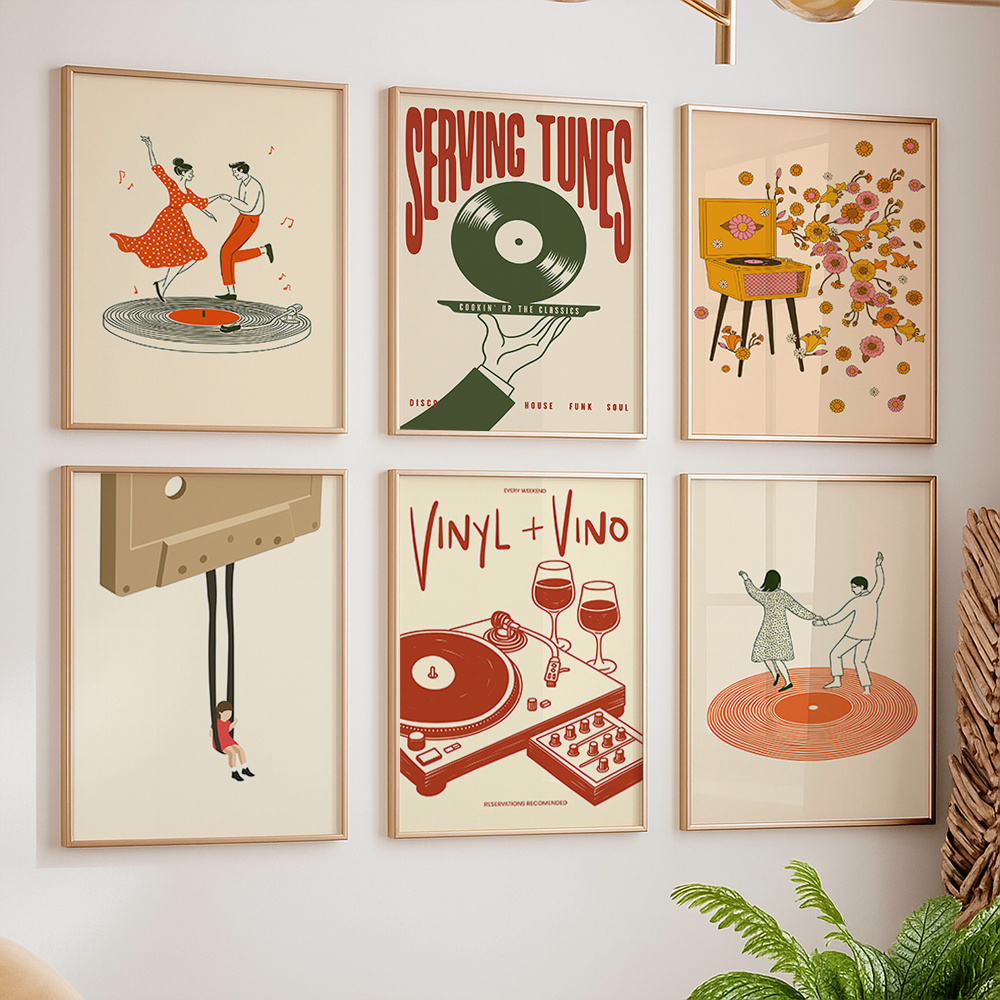 Home Office Or - Poster su Tela Vintage con Tema