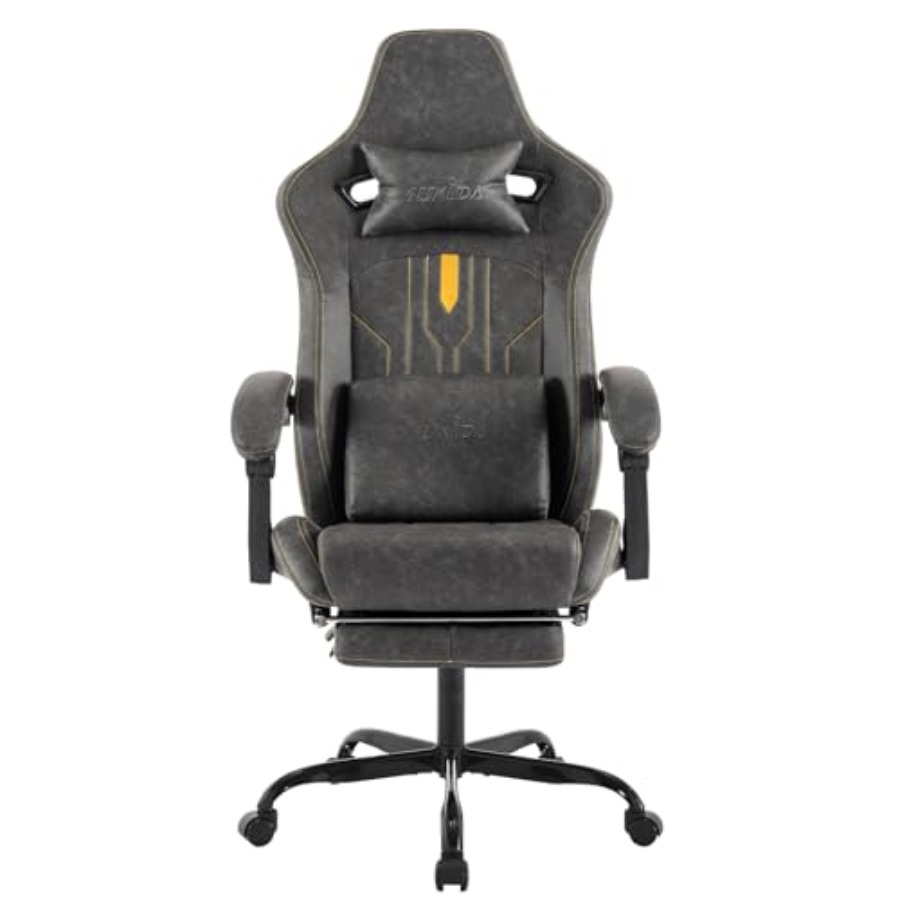 Home Office Design - Sedia da gaming con poggiapiedi, ideale