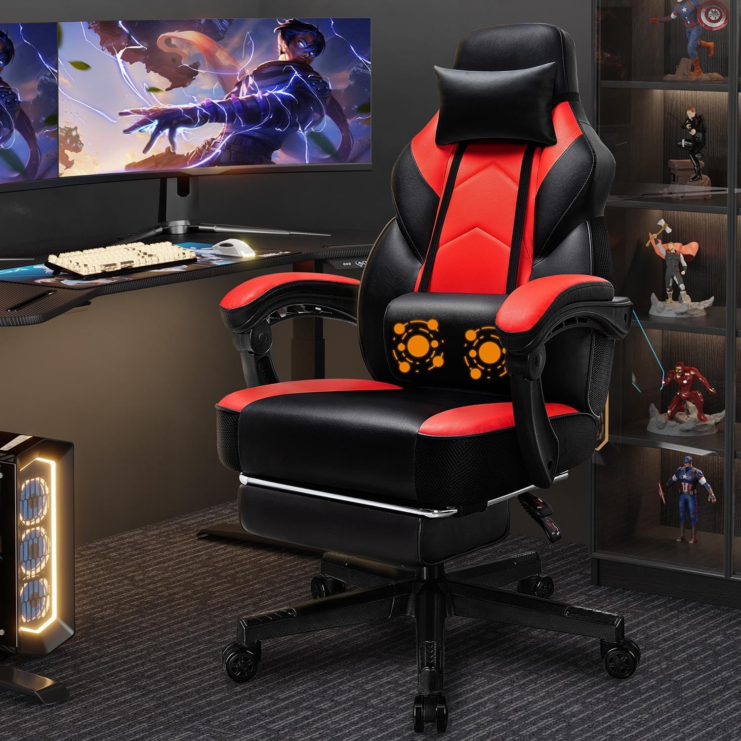 Home Office Design - Sedia da Gaming con Poggiapiedi, Supporto